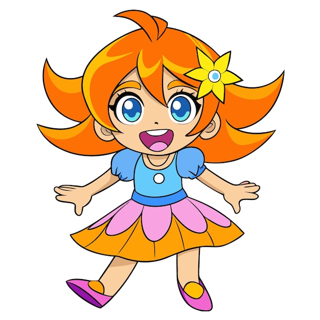 un dibujo de dibujos animados de una chica con una camisa azul que dice que es una chica