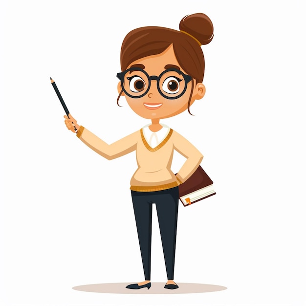 un dibujo de dibujos animados de una chica con un libro llamado el a en la parte inferior