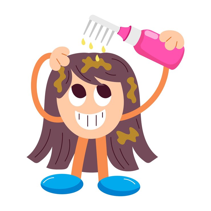 Vector un dibujo de dibujos animados de una chica sosteniendo un pincel con un pintil rosa