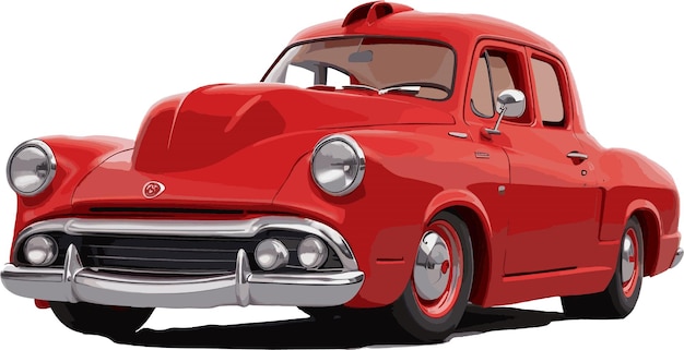 Un dibujo de dibujos animados de un coche rojo brillante