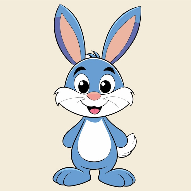 un dibujo de dibujos animados de un conejo azul con un vientre blanco y orejas