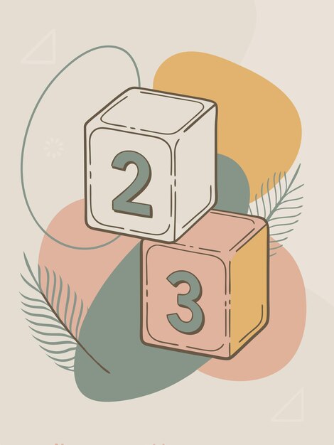 un dibujo de dibujos animados de un cubo con el número 2 en él