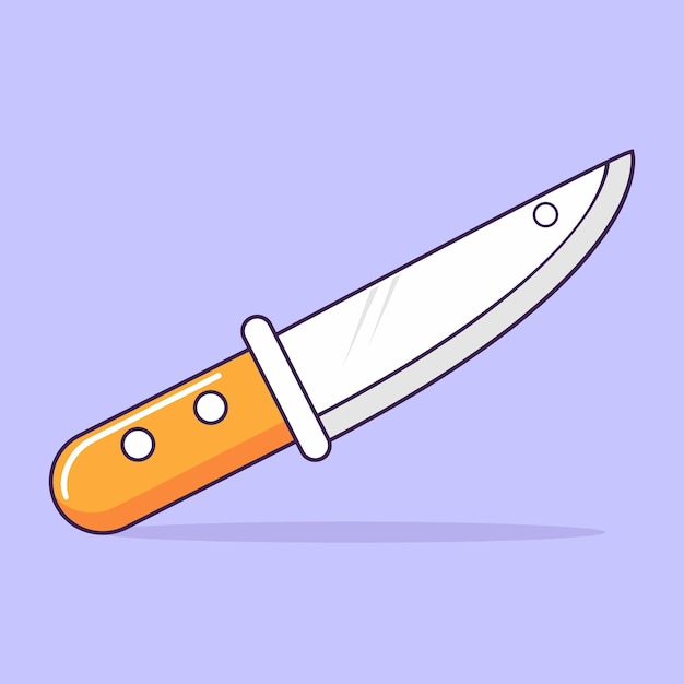 un dibujo de dibujos animados de un cuchillo con un punto blanco en la parte inferior