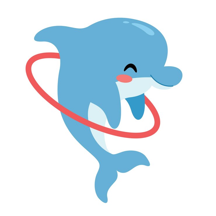 Vector dibujo de dibujos animados de un delfín
