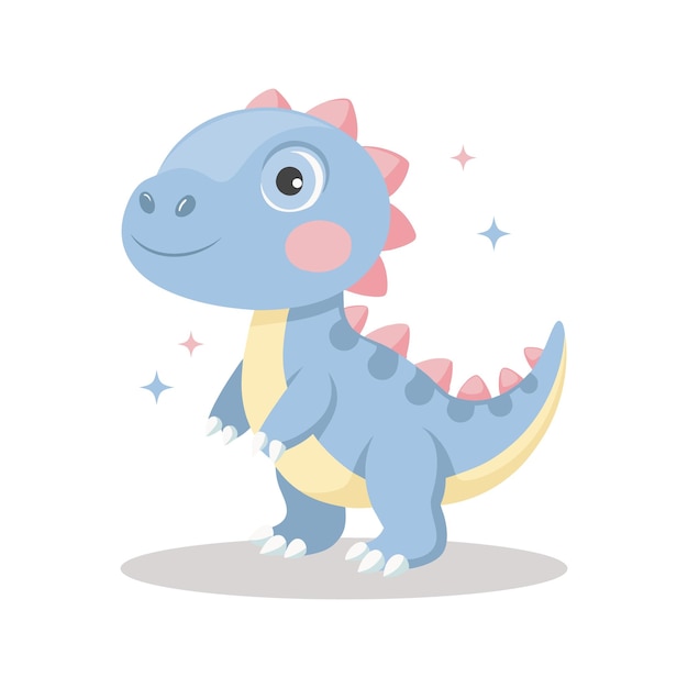 un dibujo de dibujos animados de un dinosaurio azul con una nariz rosa y una nariz azul