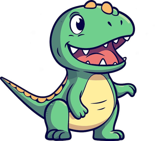 un dibujo de dibujos animados de un dinosaurio con la boca abierta