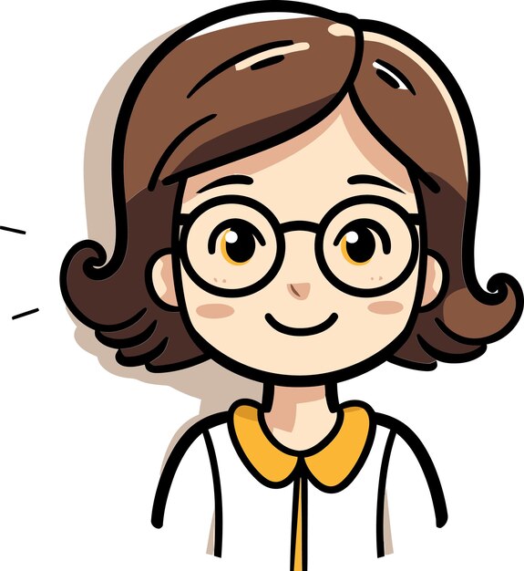 un dibujo de dibujos animados de una doctora con gafas y un fondo blanco