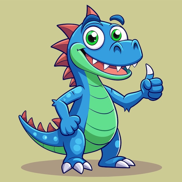 un dibujo de dibujos animados de un dragón con los pulgares hacia arriba