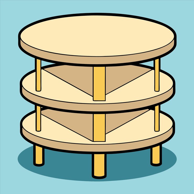 Vector un dibujo de dibujos animados de una estructura de madera con un fondo azul