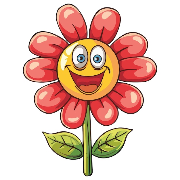 un dibujo de dibujos animados de una flor con una sonrisa en ella