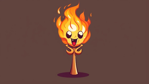 Vector un dibujo de dibujos animados de un fuego con una cara en él