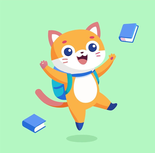 un dibujo de dibujos animados de un gato con una mochila en él