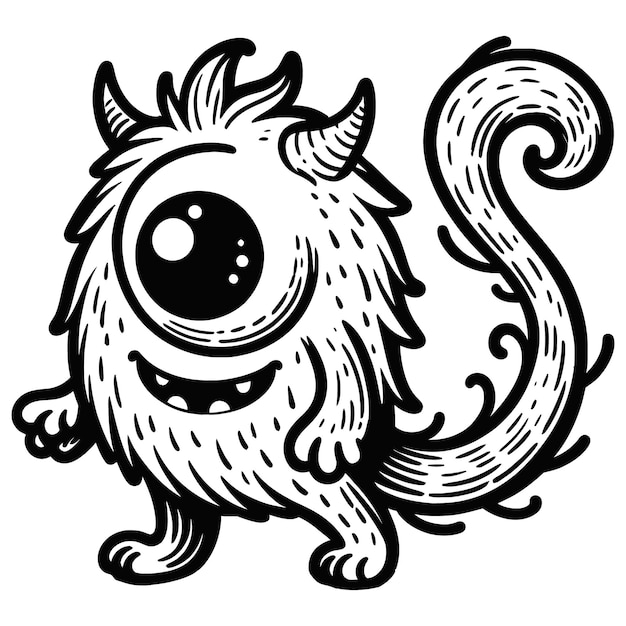 un dibujo de dibujos animados de un gato con un ojo grande y un ojo grande