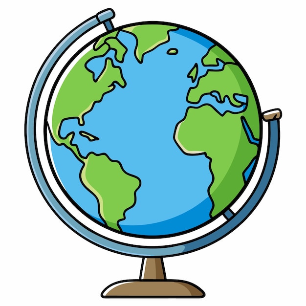 un dibujo de dibujos animados de un globo con una imagen de un globe con la palabra tierra en él