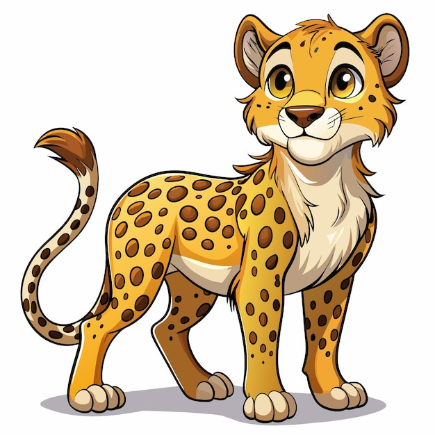 Vector un dibujo de dibujos animados de un guepardo con un guepard en él