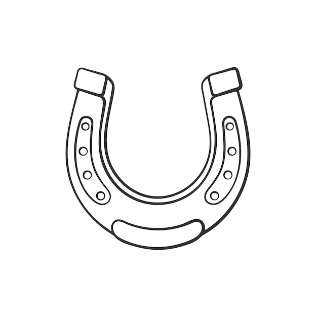 Dibujo de dibujos animados de herradura Símbolo de buena suerte Dibujado a mano doodle Ilustración vectorial