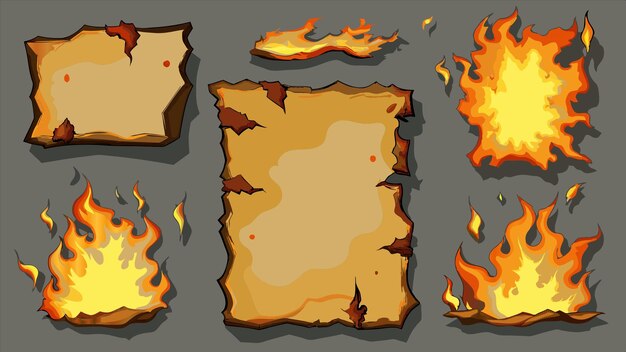 un dibujo de dibujos animados de una hoja de papel con las palabras "fuego" en ella