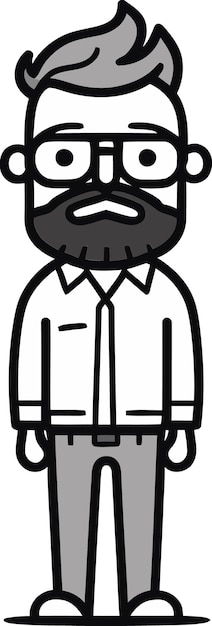 un dibujo de dibujos animados de un hombre con barba y barba
