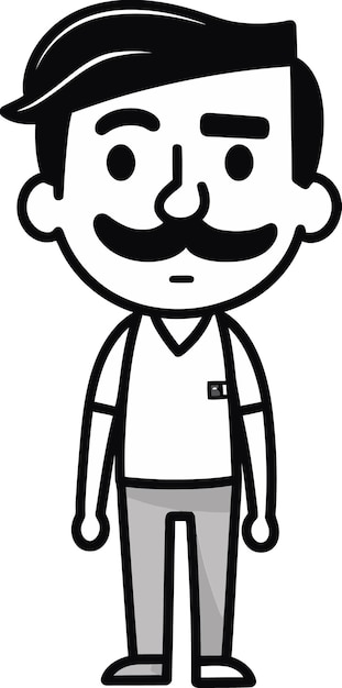 un dibujo de dibujos animados de un hombre con bigote y bigote