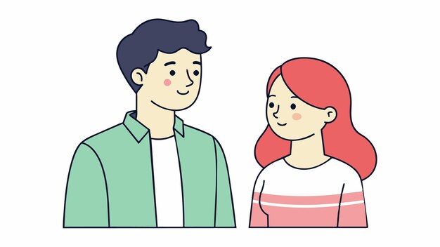 un dibujo de dibujos animados de un hombre y una mujer con el pelo rojo