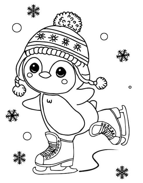 un dibujo de dibujos animados de un hombre de nieve con un sombrero en la cabeza