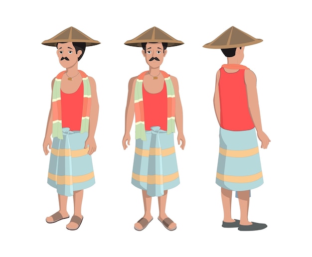 un dibujo de dibujos animados de un hombre que lleva un sombrero con una banda roja alrededor de su cuello