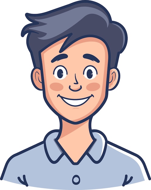 un dibujo de dibujos animados de un hombre con una sonrisa en la cara