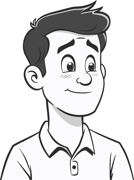 un dibujo de dibujos animados de un hombre con una sonrisa en la cara