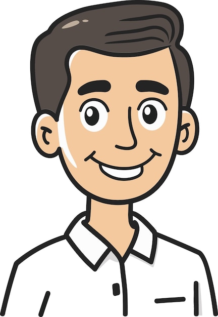 un dibujo de dibujos animados de un hombre con una sonrisa en la cara