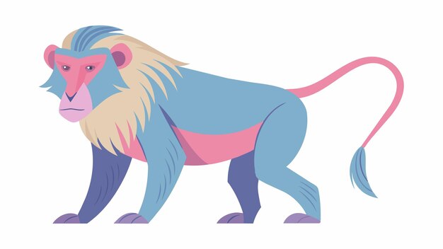 un dibujo de dibujos animados de un león azul con una cola rosa