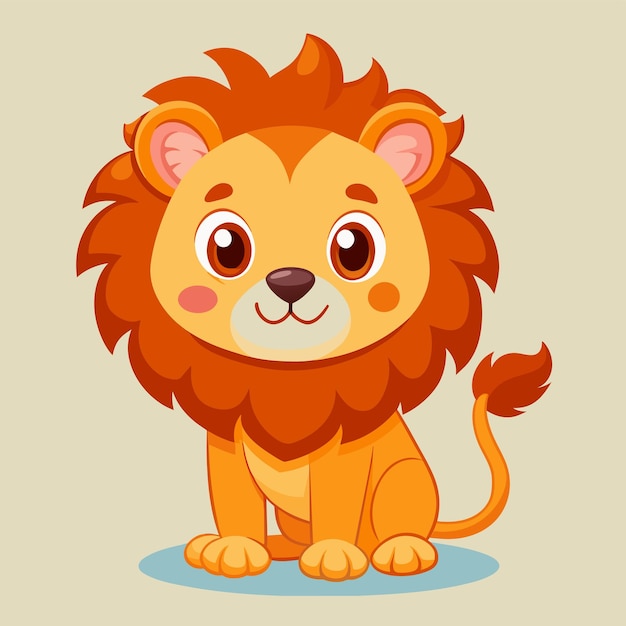 un dibujo de dibujos animados de un león con una cara blanca y un fondo marrón
