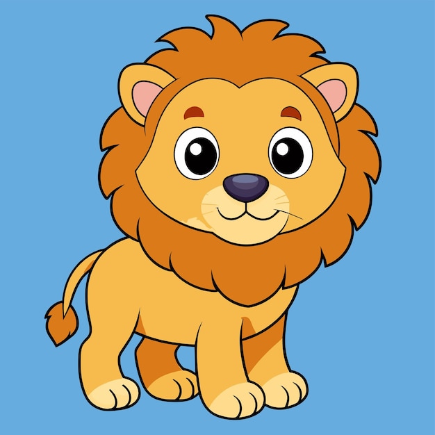 un dibujo de dibujos animados de un león con un fondo azul