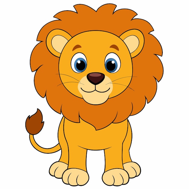 un dibujo de dibujos animados de un león con ojos azules grandes