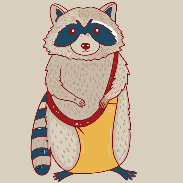 un dibujo de dibujos animados de un mapaches con una falda