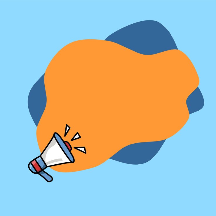 un dibujo de dibujos animados de un megáfono con una nube en el fondo
