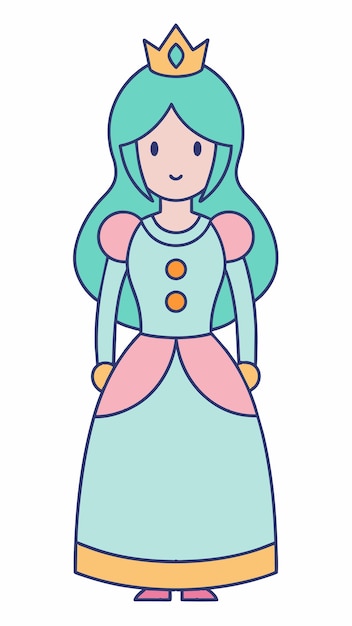 un dibujo de dibujos animados de una mujer con cabello azul y un vestido verde