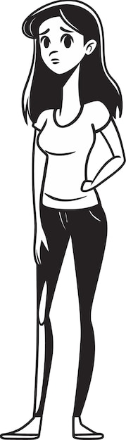 un dibujo de dibujos animados de una mujer con una camisa blanca y pantalones negros
