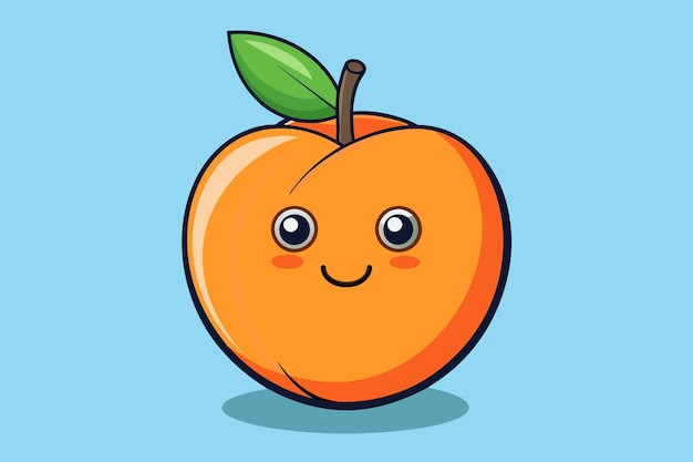 un dibujo de dibujos animados de una naranja con una hoja verde en él