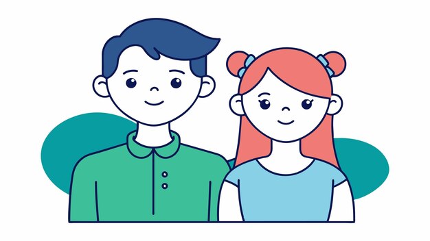 un dibujo de dibujos animados de un niño y una niña con las palabras la palabra en él