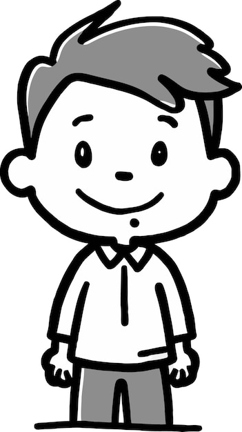 un dibujo de dibujos animados de un niño con una sonrisa en la cara