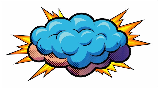 un dibujo de dibujos animados de una nube con un rayo en ella