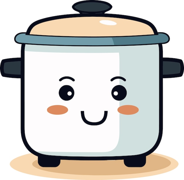 un dibujo de dibujos animados de una olla con una cara en ella