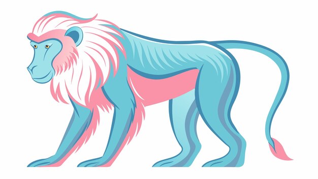 un dibujo de dibujos animados de un oso azul con una cola rosa