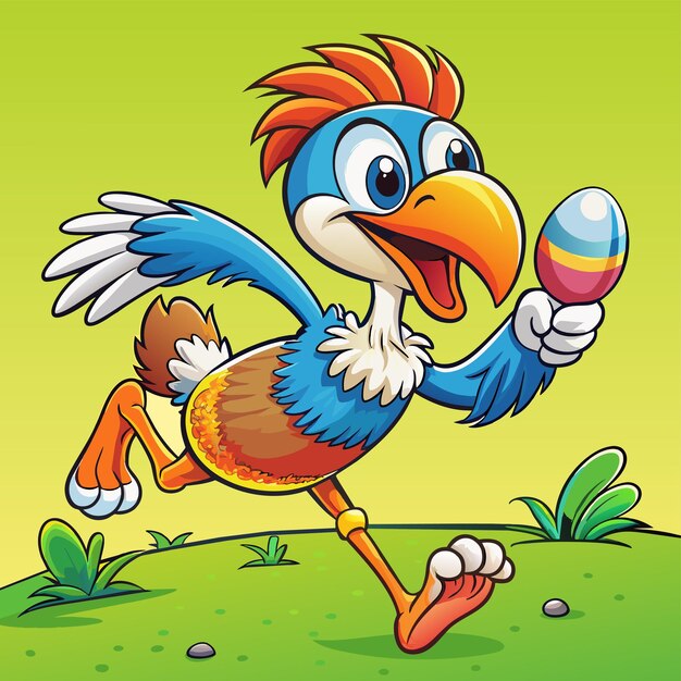 un dibujo de dibujos animados de un pájaro azul con un ave azul en él