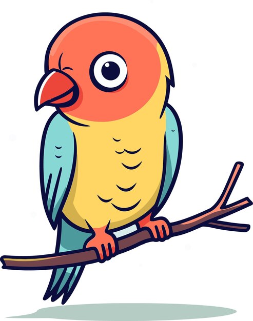 un dibujo de dibujos animados de un pájaro colorido en una rama