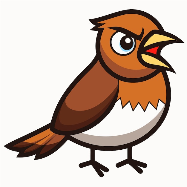 un dibujo de dibujos animados de un pájaro marrón con un parche blanco en la cara