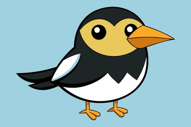 un dibujo de dibujos animados de un pájaro con un pico amarillo y plumas blancas