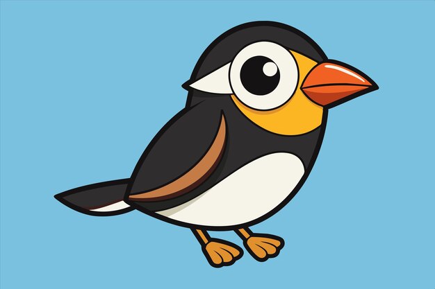 un dibujo de dibujos animados de un pájaro con un pico naranja y un ave negra y blanca en él