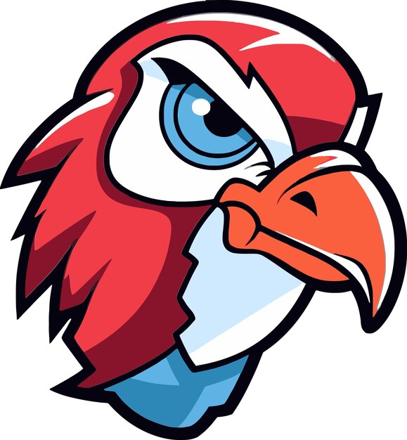 un dibujo de dibujos animados de un pájaro rojo con un ojo azul y un pico rojo