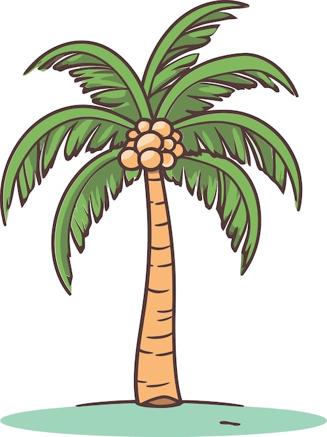 un dibujo de dibujos animados de una palmera con una palmera verde en ella